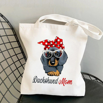 Shopper Colorful Dachshund Dog Printed Tote Geantă femei Harajuku Shopper mana fată Geanta de cumpărături de umăr Lady Canvas Bag