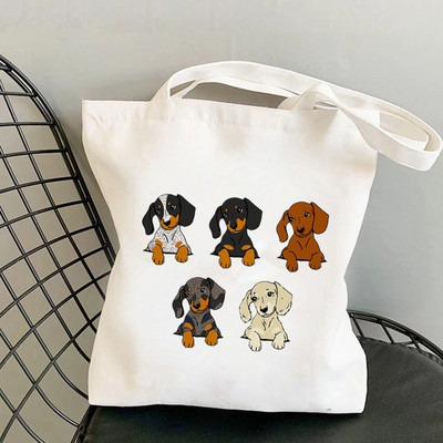 Shopper Colorful Dachshund Dog Printed Tote Geantă femei Harajuku Shopper mana fată Geanta de cumpărături de umăr Lady Canvas Bag