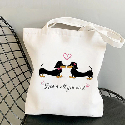 Shopper Colorful Dachshund Dog Printed Tote Geantă femei Harajuku Shopper mana fată Geanta de cumpărături de umăr Lady Canvas Bag