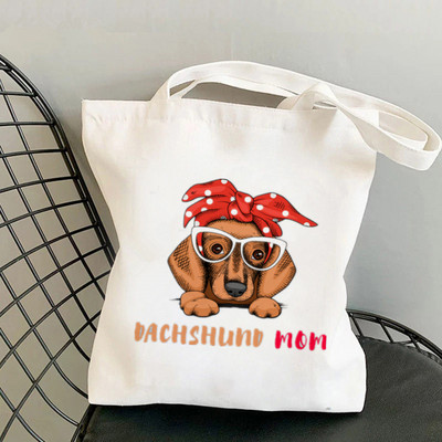 Shopper Colorful Dachshund Dog Printed Tote Geantă femei Harajuku Shopper mana fată Geanta de cumpărături de umăr Lady Canvas Bag