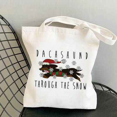 Shopper Colorful Dachshund Dog Printed Tote Geantă femei Harajuku Shopper mana fată Geanta de cumpărături de umăr Lady Canvas Bag