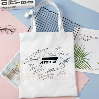 ATEEZ Korean Kpop Fans Collection platnena torba Ležerne velike ručne torbe za žene Ženska torba za kupovinu Torba velikog kapaciteta s printom
