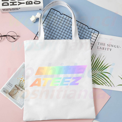 ATEEZ Korean Kpop Fans Collection platnena torba Ležerne velike ručne torbe za žene Ženska torba za kupovinu Torba velikog kapaciteta s printom