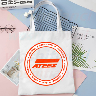 ATEEZ Korean Kpop Fans Collection platnena torba Ležerne velike ručne torbe za žene Ženska torba za kupovinu Torba velikog kapaciteta s printom