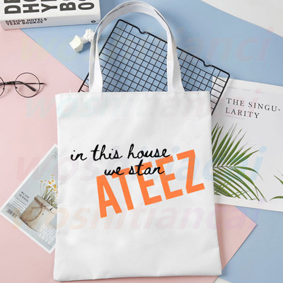 ATEEZ Korean Kpop Fans Collection platnena torba Ležerne velike ručne torbe za žene Ženska torba za kupovinu Torba velikog kapaciteta s printom