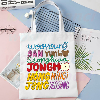 ATEEZ Korean Kpop Fans Collection platnena torba Ležerne velike ručne torbe za žene Ženska torba za kupovinu Torba velikog kapaciteta s printom