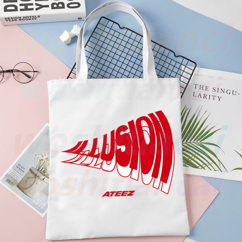 ATEEZ Korean Kpop Fans Collection platnena torba Ležerne velike ručne torbe za žene Ženska torba za kupovinu Torba velikog kapaciteta s printom