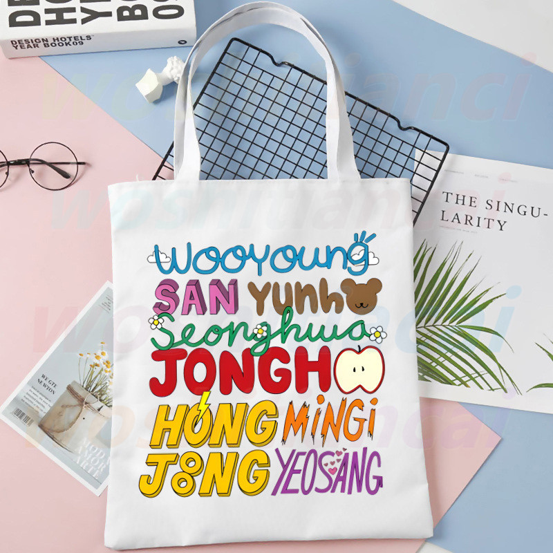 ATEEZ Korean Kpop Fans Collection platnena torba Ležerne velike ručne torbe za žene Ženska torba za kupovinu Torba velikog kapaciteta s printom