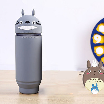 Iskolai tolltartó Kawaii Cute Cat Totoro írószer ceruzadoboz, álló tolltartó szilikon nadrág nadrág Scolaire tasak kellékek