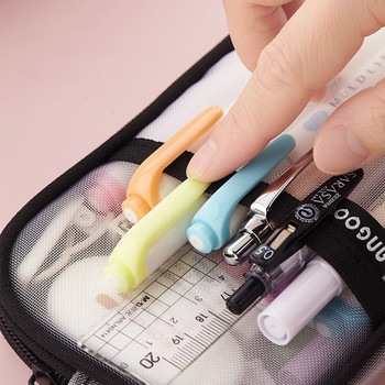 Прозрачен ученически калъф за молив за ученици Цветна чанта за химикалки Пенал с голям капацитет Сладък калъф за съхранение на химикалки Консумативи за канцеларски материали