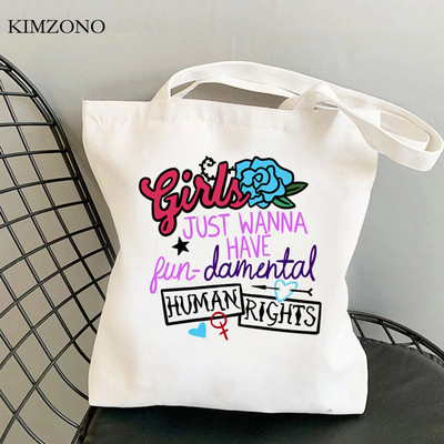 Girls Just Wanna Have Fundamental Rights geantă de cumpărături geantă de reciclare geantă de băcănie net boodschappentas bolsas reutilizables sacolas