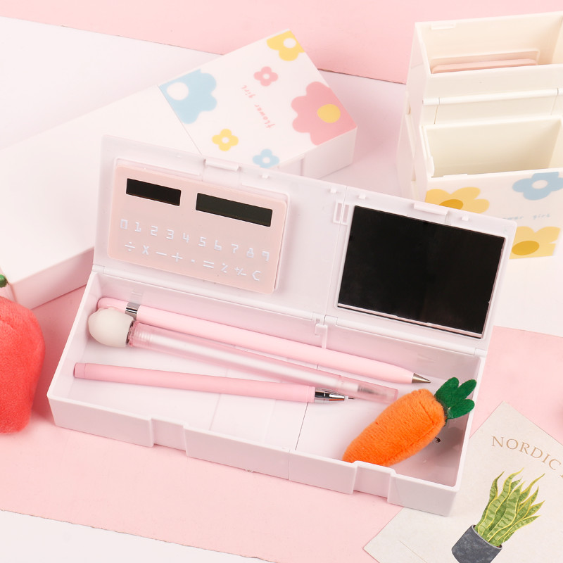 1 kom. Kutija za olovke velikog kapaciteta Držač za olovke Školski pribor Kutija za papir s kalkulatorom i ogledalom 4 u 1 Višenamjenski