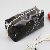 1kom PU kožna slatka pernica velikog kapaciteta Uredska škola Učenici Kutija za olovke Torbe s patentnim zatvaračem Mramorni pribor za pohranu šminke Crna