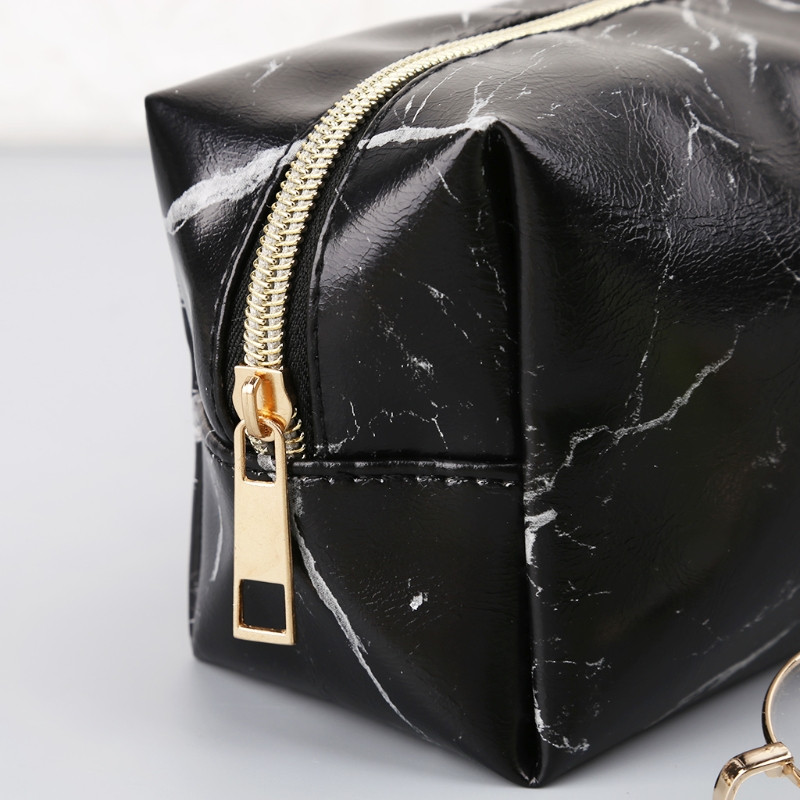 1kom PU kožna slatka pernica velikog kapaciteta Uredska škola Učenici Kutija za olovke Torbe s patentnim zatvaračem Mramorni pribor za pohranu šminke Crna