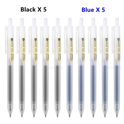 Set de pixuri gel retractabile de 6/10 buc 0,5 mm, cerneală neagră/albăstruie, scris, birou, semnătură de afaceri, rechizite școlare, papetărie