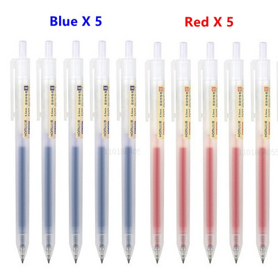 Set de pixuri gel retractabile de 6/10 buc 0,5 mm, cerneală neagră/albăstruie, scris, birou, semnătură de afaceri, rechizite școlare, papetărie