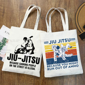 Plátenná taška cez rameno s potlačou vraždy, štýlu jiu-jitsu, dámska Harajuku, vtipná veľkokapacitná ekologická nákupná taška