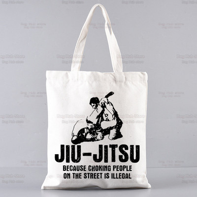 Plátenná taška cez rameno s potlačou vraždy, štýlu jiu-jitsu, dámska Harajuku, vtipná veľkokapacitná ekologická nákupná taška