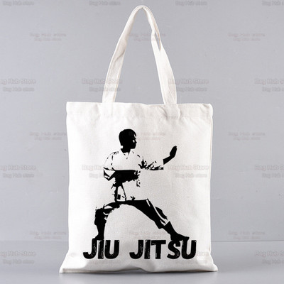 Plátenná taška cez rameno s potlačou vraždy, štýlu jiu-jitsu, dámska Harajuku, vtipná veľkokapacitná ekologická nákupná taška
