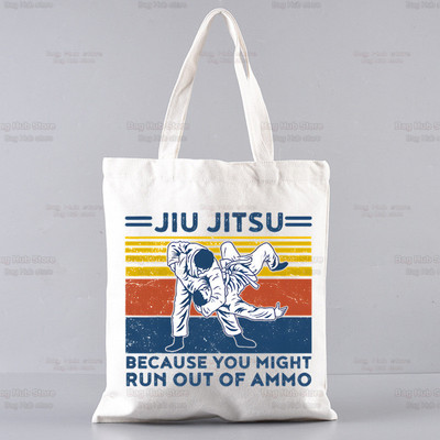 Plátenná taška cez rameno s potlačou vraždy, štýlu jiu-jitsu, dámska Harajuku, vtipná veľkokapacitná ekologická nákupná taška