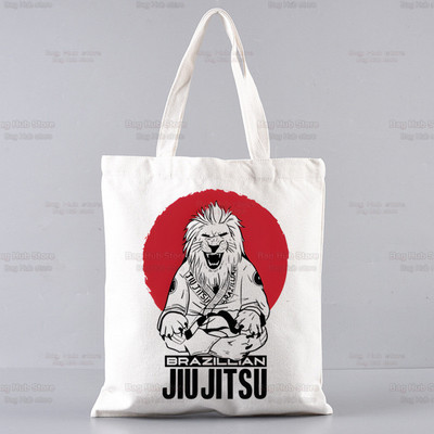 Plátenná taška cez rameno s potlačou vraždy, štýlu jiu-jitsu, dámska Harajuku, vtipná veľkokapacitná ekologická nákupná taška