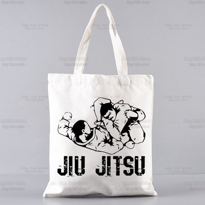 Plátenná taška cez rameno s potlačou vraždy, štýlu jiu-jitsu, dámska Harajuku, vtipná veľkokapacitná ekologická nákupná taška