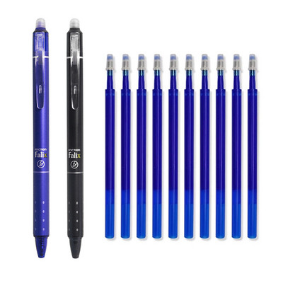 Nyomógombos törölhető gél toll 0,5 mm nagy kapacitású toll utántöltő cserélhető rudak, mosható fogantyúk iskolai irodaszerek írószerek