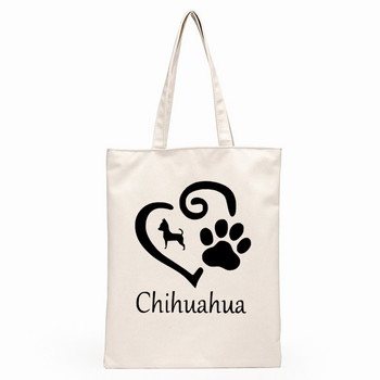 Chihuahua Dog Cute Graphic Hipster Cartoon Print Τσάντες αγορών Μόδα για κορίτσια Casual Pacakge Τσάντα χειρός