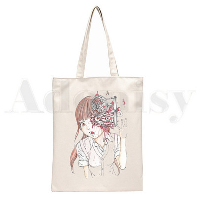 Manga Junji Ito Shintaro Kago Geantă estetică de cumpărături Genți de pânză pentru cumpărători Geanta de iută Geantă pliabilă Genți reutilizabile Cabas Canvas