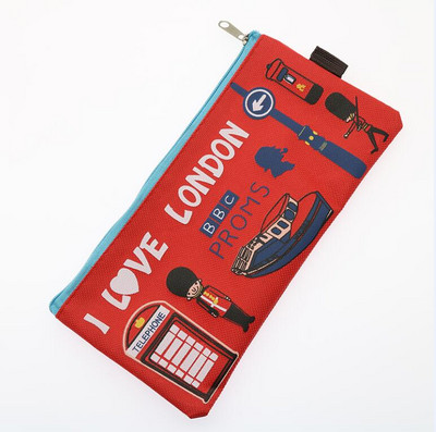 Γελοιογραφία Μολυβοθήκη Κορίτσι Αγόρι Σχολική Χαρτικά Φοιτητής Χαβάης Τσάντα Μολύβι London Oxford Υφασμάτινη καλλυντική τσάντα Πορτοφόλι