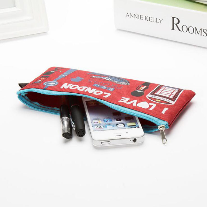 Γελοιογραφία Μολυβοθήκη Κορίτσι Αγόρι Σχολική Χαρτικά Φοιτητής Χαβάης Τσάντα Μολύβι London Oxford Υφασμάτινη καλλυντική τσάντα Πορτοφόλι