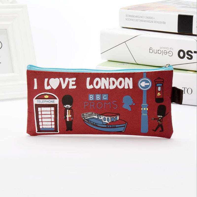 Γελοιογραφία Μολυβοθήκη Κορίτσι Αγόρι Σχολική Χαρτικά Φοιτητής Χαβάης Τσάντα Μολύβι London Oxford Υφασμάτινη καλλυντική τσάντα Πορτοφόλι