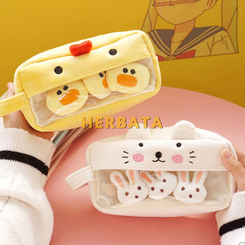 Rozā plīša Kawaii zīmuļu futrālis Mīlīgs, jauks zīmuļu futrālis meitenēm Studentu zīmuļu soma Kancelejas preces Penālis Pildspalvu soma Skolas piederumi