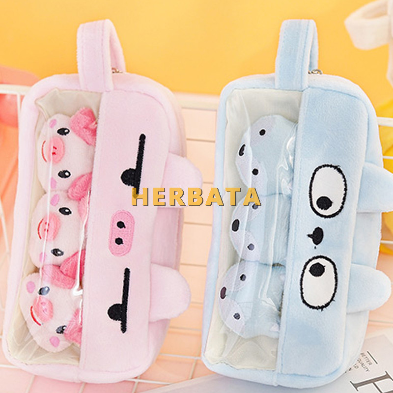 Rozā plīša Kawaii zīmuļu futrālis Mīlīgs, jauks zīmuļu futrālis meitenēm Studentu zīmuļu soma Kancelejas preces Penālis Pildspalvu soma Skolas piederumi