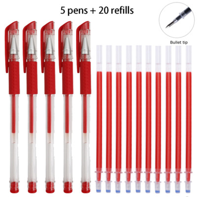 Kemijska olovka od 12/100 komada + komplet za ponovno punjenje Crnoplava crvena tinta Bullet 0,5 mm gel olovka Školski i uredski pribor Alat za pisanje
