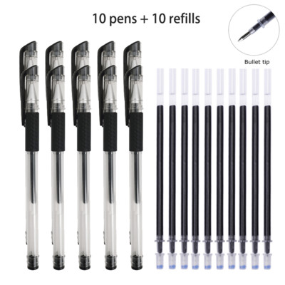 Kemijska olovka od 12/100 komada + komplet za ponovno punjenje Crnoplava crvena tinta Bullet 0,5 mm gel olovka Školski i uredski pribor Alat za pisanje