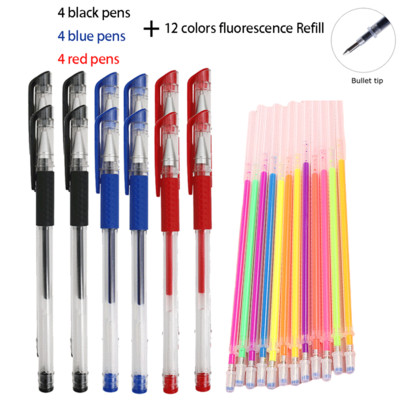 Kemijska olovka od 12/100 komada + komplet za ponovno punjenje Crnoplava crvena tinta Bullet 0,5 mm gel olovka Školski i uredski pribor Alat za pisanje