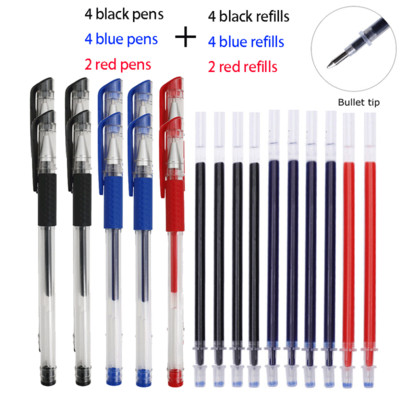 Kemijska olovka od 12/100 komada + komplet za ponovno punjenje Crnoplava crvena tinta Bullet 0,5 mm gel olovka Školski i uredski pribor Alat za pisanje
