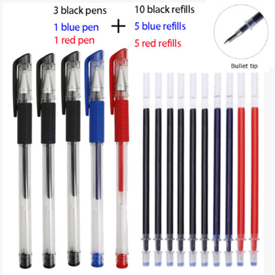 Kemijska olovka od 12/100 komada + komplet za ponovno punjenje Crnoplava crvena tinta Bullet 0,5 mm gel olovka Školski i uredski pribor Alat za pisanje