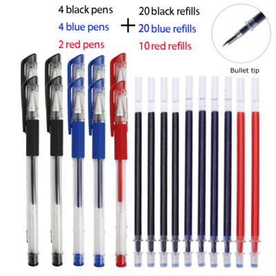 Kemijska olovka od 12/100 komada + komplet za ponovno punjenje Crnoplava crvena tinta Bullet 0,5 mm gel olovka Školski i uredski pribor Alat za pisanje