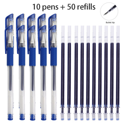 Kemijska olovka od 12/100 komada + komplet za ponovno punjenje Crnoplava crvena tinta Bullet 0,5 mm gel olovka Školski i uredski pribor Alat za pisanje