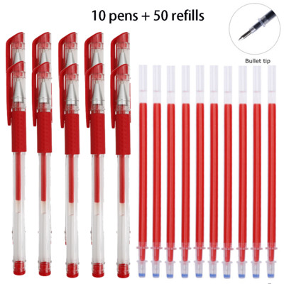 Kemijska olovka od 12/100 komada + komplet za ponovno punjenje Crnoplava crvena tinta Bullet 0,5 mm gel olovka Školski i uredski pribor Alat za pisanje
