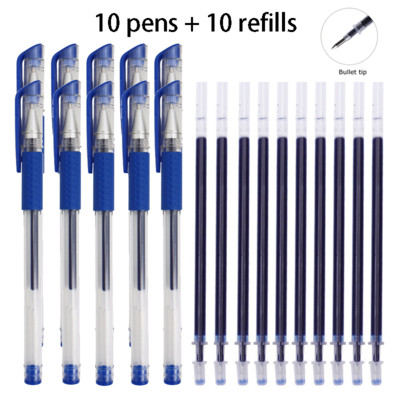 Kemijska olovka od 12/100 komada + komplet za ponovno punjenje Crnoplava crvena tinta Bullet 0,5 mm gel olovka Školski i uredski pribor Alat za pisanje
