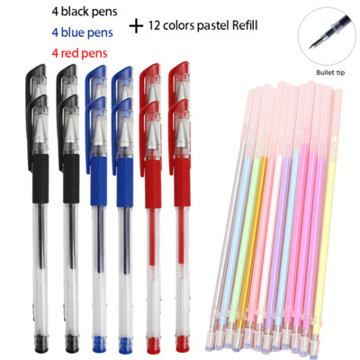 Kemijska olovka od 12/100 komada + komplet za ponovno punjenje Crnoplava crvena tinta Bullet 0,5 mm gel olovka Školski i uredski pribor Alat za pisanje