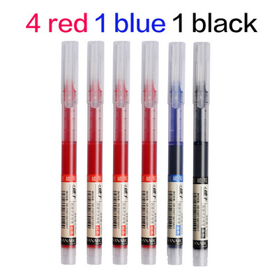 6kom/komplet brzosušeće 0,5 mm roler olovke velikog kapaciteta s crnom/crvenom/plavom tintom, ravnom tekućom kugličnom gelom, školski uredski pribor