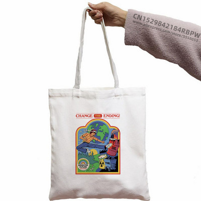 Pronađimo lijek za glupe ljude Ženska platnena torba velikog kapaciteta Vintage Harajuku, ležerna torba za rame s ispisom slova