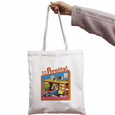 Pronađimo lijek za glupe ljude Ženska platnena torba velikog kapaciteta Vintage Harajuku, ležerna torba za rame s ispisom slova