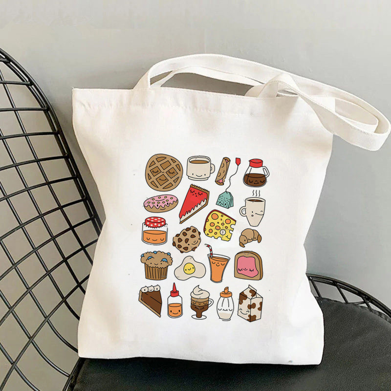 2021 m. „Shopper Bones and Botany“ spausdintas krepšys „Harajuku“ pirkėjo rankinė, mergina ant peties „Lady Canvas“ krepšys