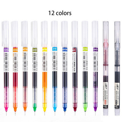 12 spalvų greitai džiūstančių gelio rašiklių rinkinys Mokykliniai biuro žurnalai Piešimo meno žymekliai Tiesūs skysti ritininiai rašikliai, rutuliniai rašikliai