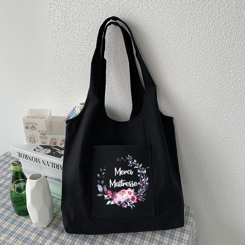 Modna ženska platnena torba za kupnju s francuskim printom Eko Harajuku torbe na rame Personalizirane školske torbe za zahvalu Gospodarice Poklon